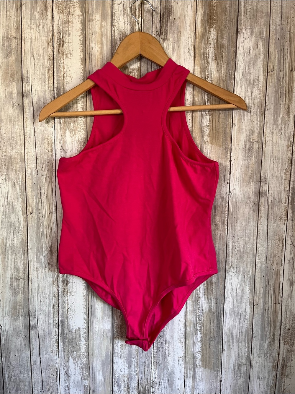 NWT Nasty Gal Asymmetric Neckline Bodysuit Fuchsia Pink Size 6